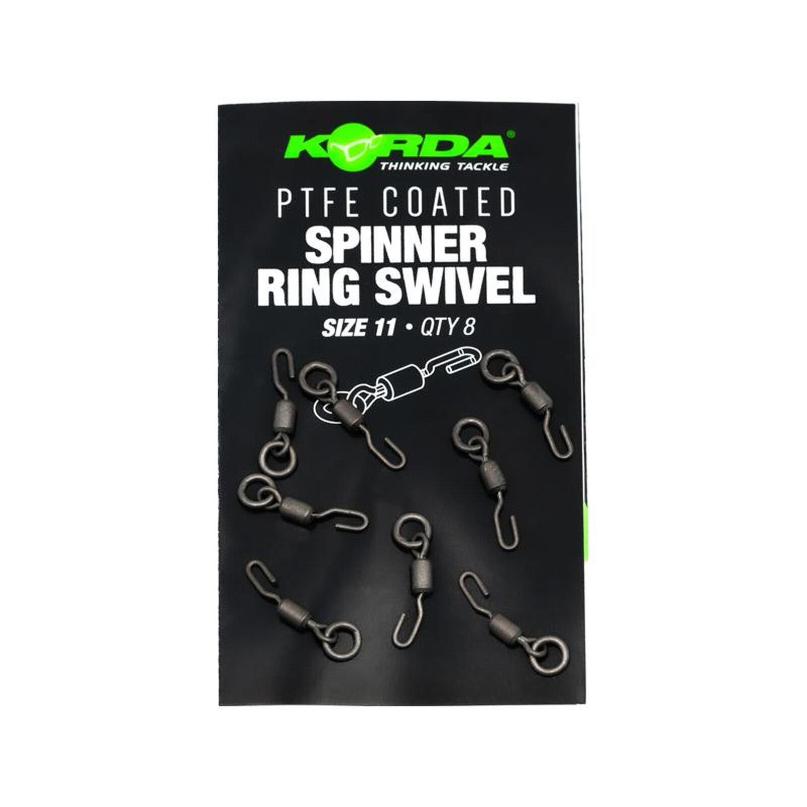 Korda PTFE coated Spinner Ring Swivel Gr.11 | 8Stk