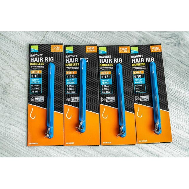Preston KKH-B Bayonet Hair Rigs - 4"/10cm 10 Stk.