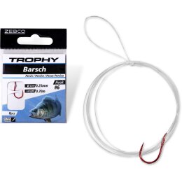 Zebco Trophy Barsch Vorfachhaken rot 70cm 8Stk. #2 0,30mm