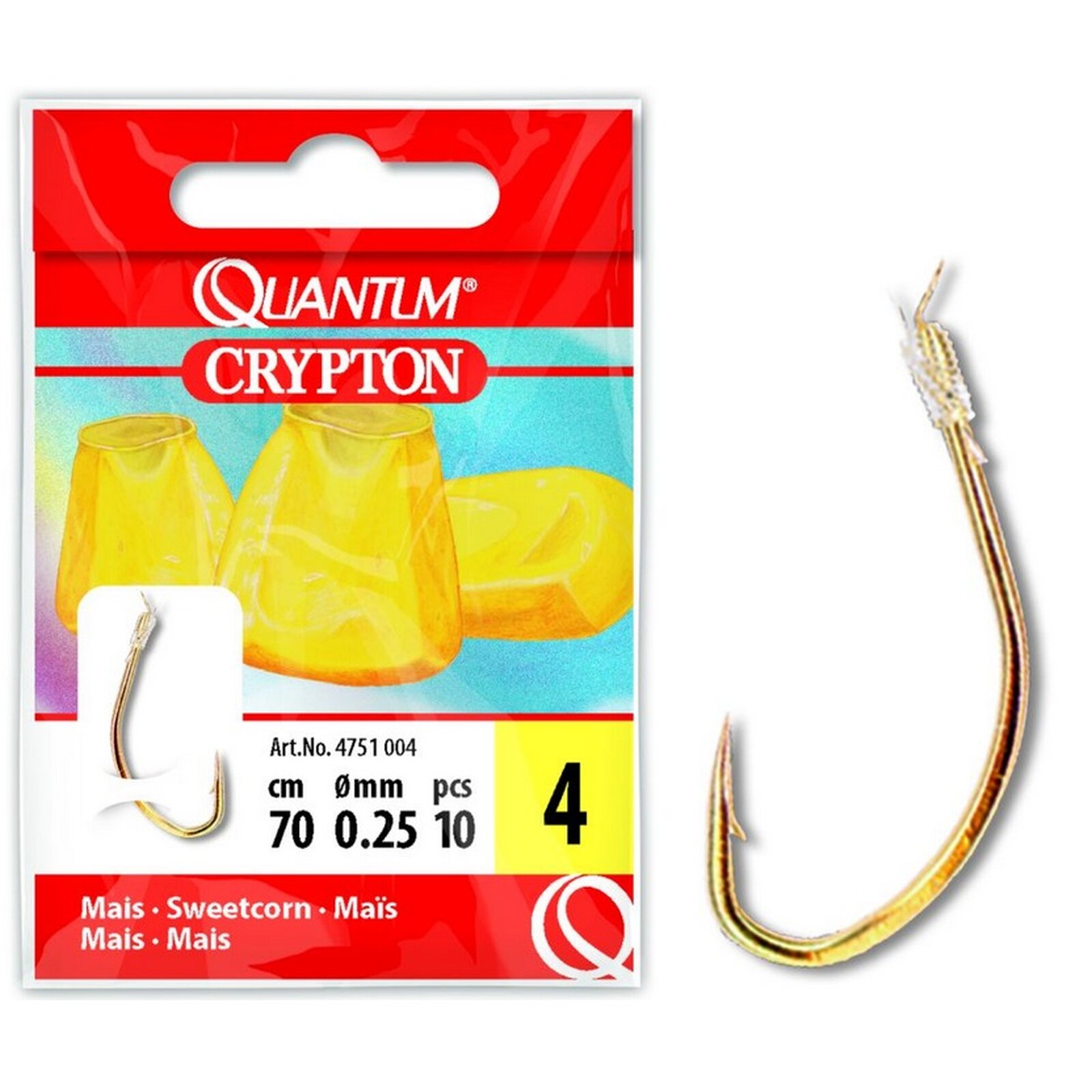 Quantum Crypton Mais Vorfachhaken gold 70cm 10Stk.