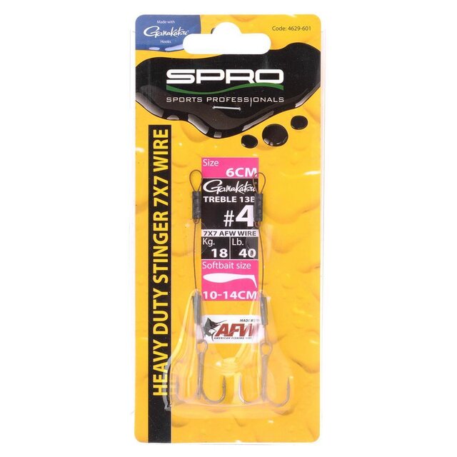 SPRO Heavy Duty Stinger 7x7 8cm 18kg - 40lb #4 2Stk.