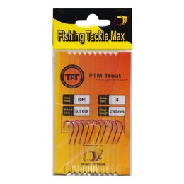 FTM Forellenvorfach Bienenmadenhaken rot 250cm 10Stk.