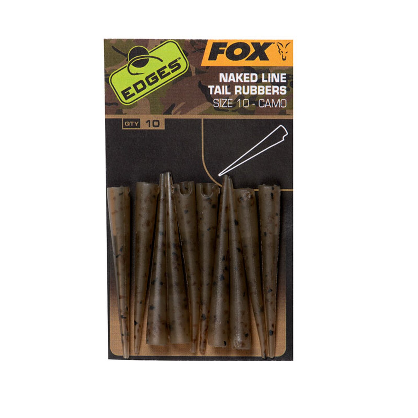 FOX EDGES Camo Naked Line Tail Rubbers Sz 10