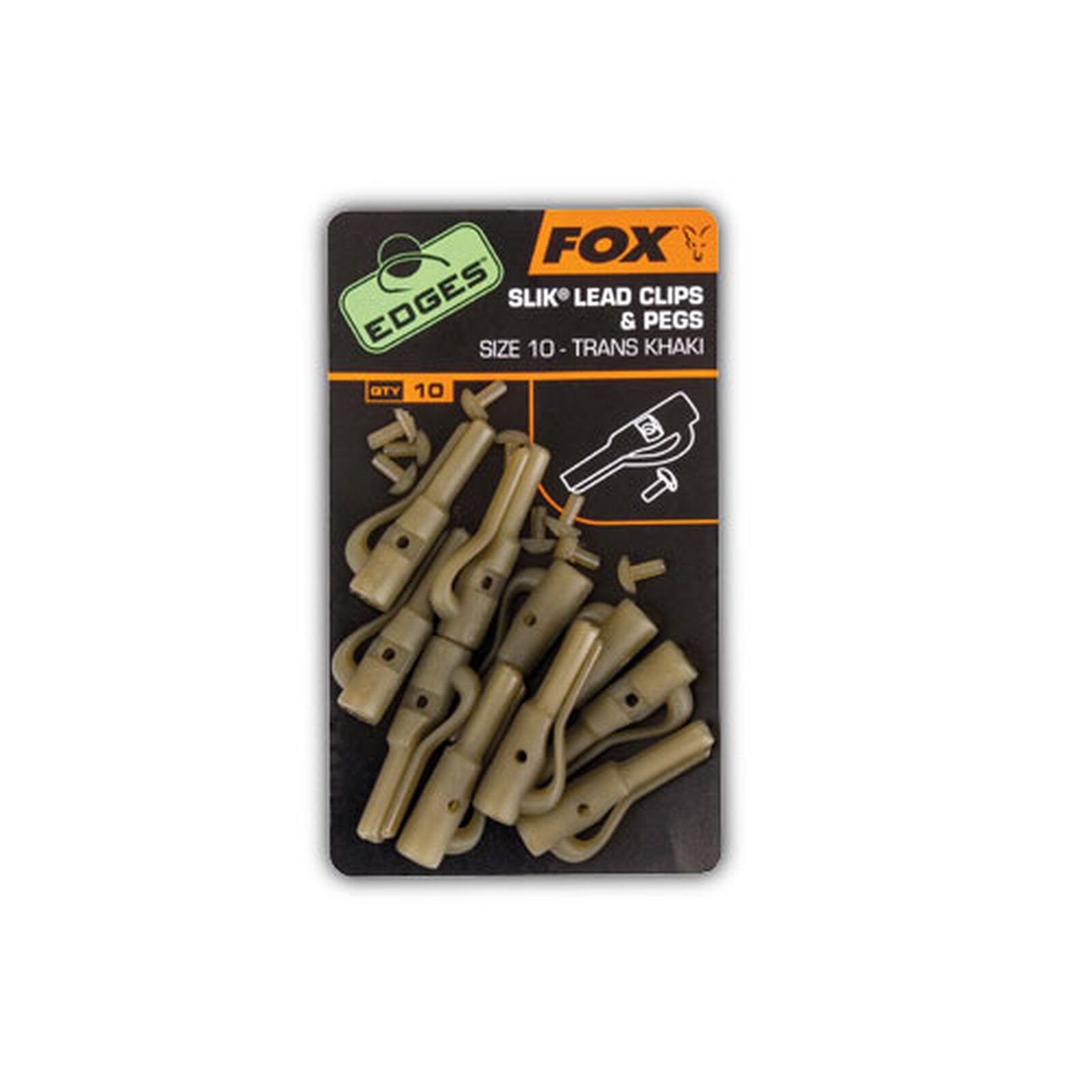 FOX EDGES&trade; Slik Lead Clip + Pegs - Size 10 Khaki