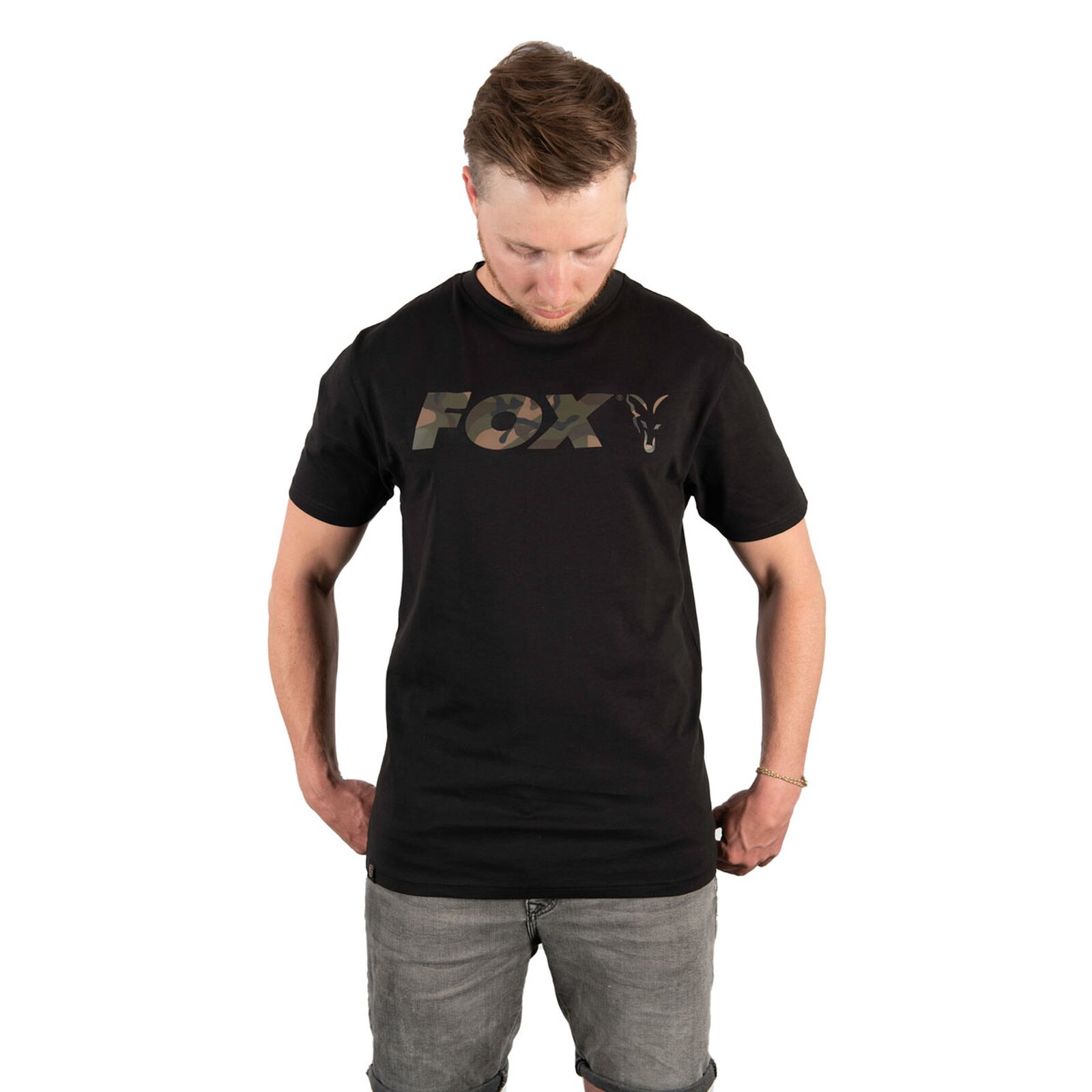Fox Black/Camo Chest Print T-Shirt XXX Large