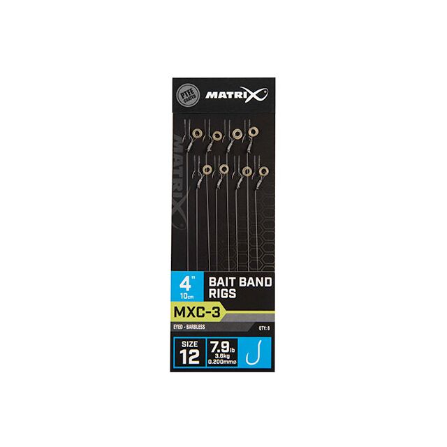 Matrix MXC-3 Bait Band Rigs Barbless 10cm/4 8Stk.