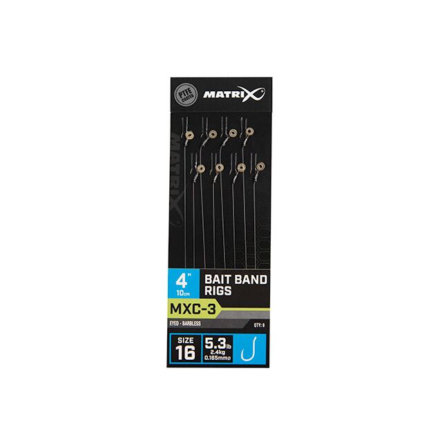 Matrix MXC-3 Bait Band Rigs Barbless 10cm/4 8Stk. #14 0,18mm