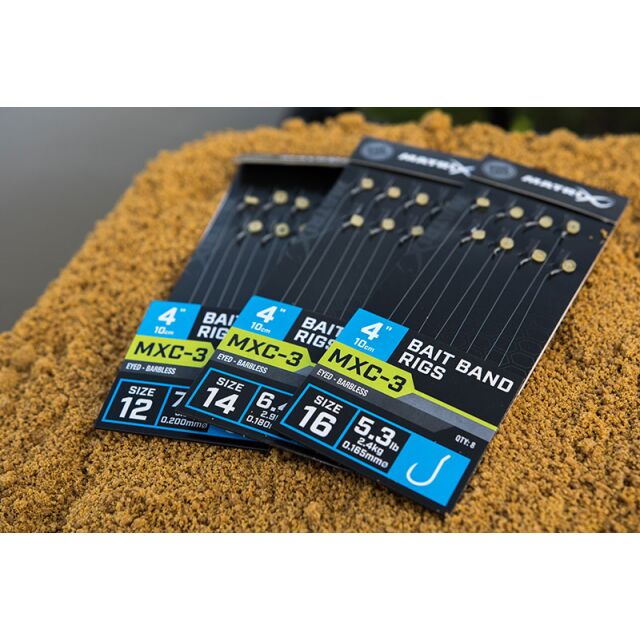Matrix MXC-3 Bait Band Rigs Barbless 10cm/4 8Stk. #14 0,18mm