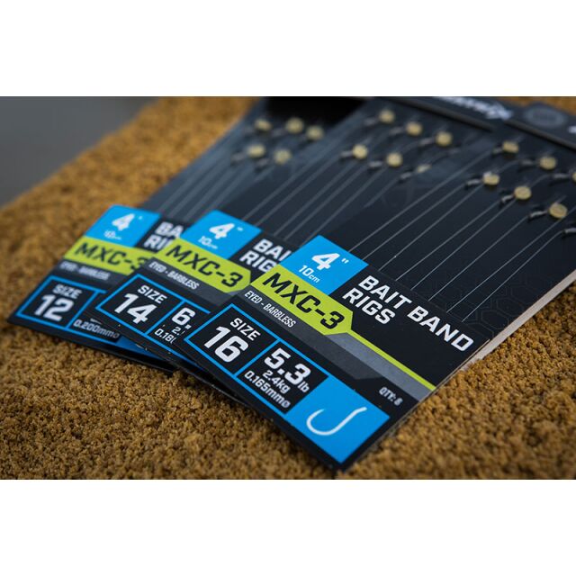 Matrix MXC-3 Bait Band Rigs Barbless 10cm/4 8Stk. #14 0,18mm