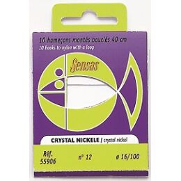 Sensas Crystal Nickel Vorfachhaken 40cm 10Stk.