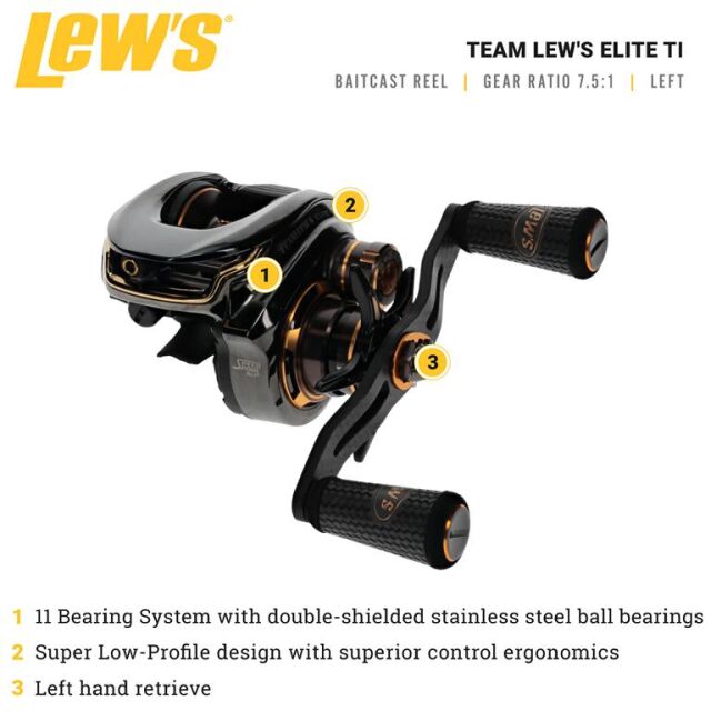 Lews Elite Ti Left Hand Baitcast Reel