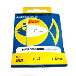 Sensas Vorfachhaken Match Blue 20cm 10 Stk.