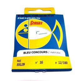 Sensas Vorfachhaken Match Blue 20cm 10Stk. #16 0,12mm