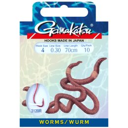 Gamakatsu Wurm Vorfachhaken 3120R 70cm 10Stk. #2 0,35mm