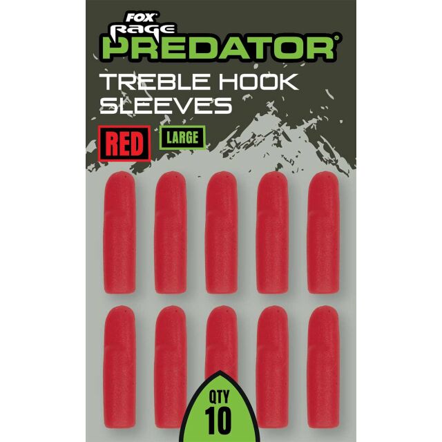 FOX Rage Predator Red Treble Hook Sleeves 10Stk. Large