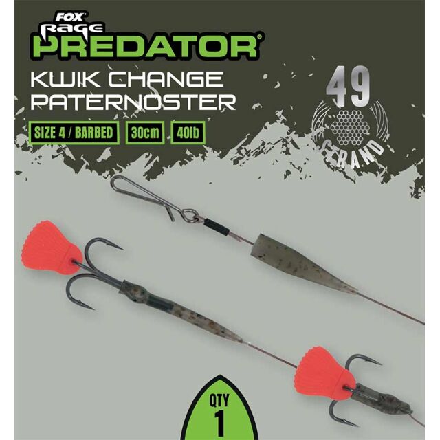 FOX Rage Predator Kwik Change Paternoster Trace 30cm #4 Barbed