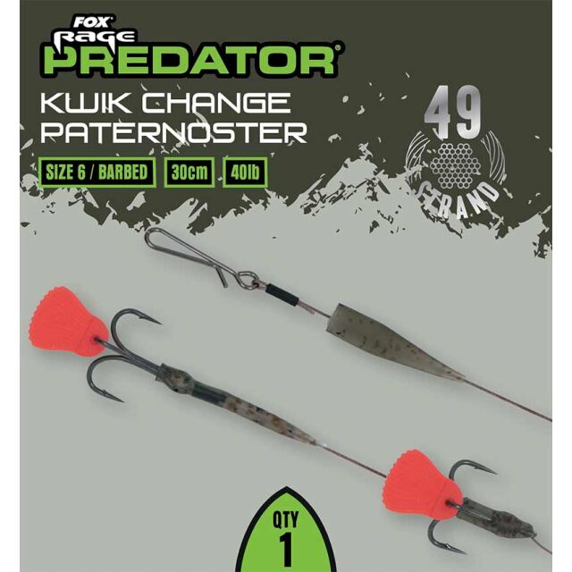 FOX Rage Predator Kwik Change Paternoster Trace 30cm #4 Barbed