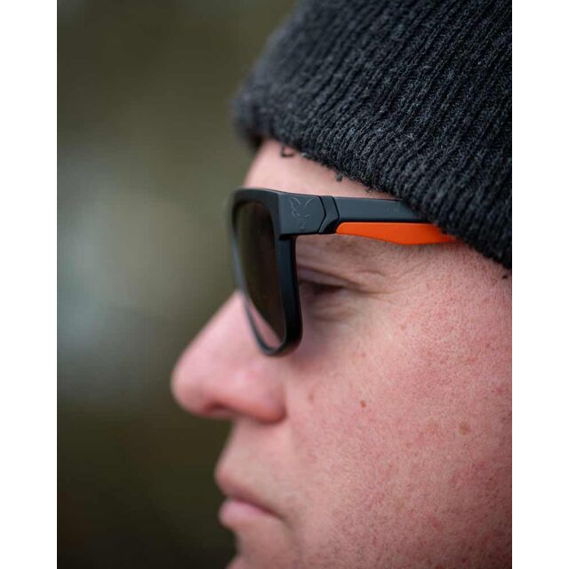 Fox Collection Black Orange Shades - Brown Lens