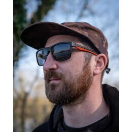 Fox Collection Black Orange Shades - Brown Lens