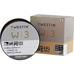 Rolle bespulen mit: Westin W3-Braid Smoke Grey 1,00m 0,148mm 6,1kg 13lb PE 0.8