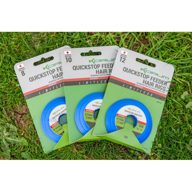 Korum Limitless Quickstop Feeder Hair Rigs Barbed 1m 8Stk