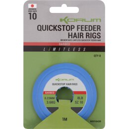 Korum Limitless Quickstop Feeder Hair Rigs Barbed 1m 8Stk