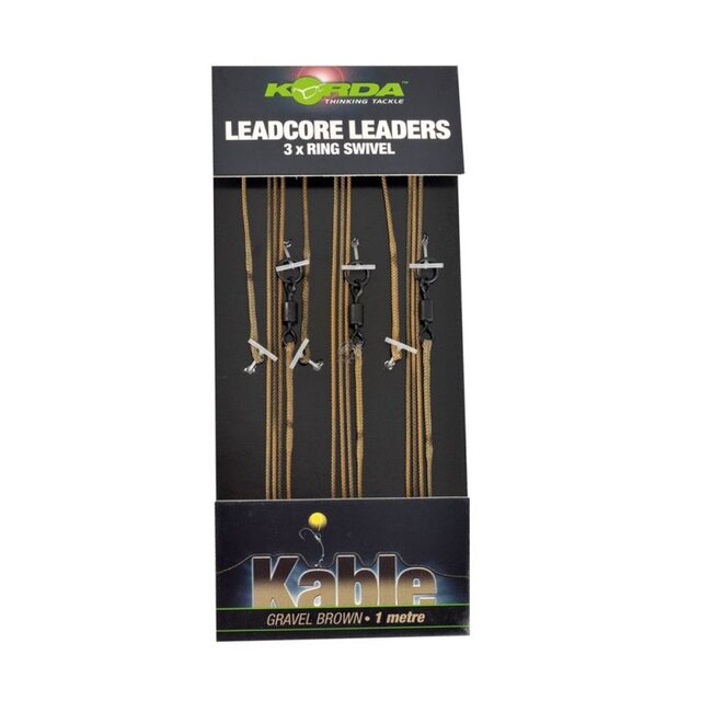 Korda Leadcore Leaders Ring Swivel Gravel 3 per pack - 1 m