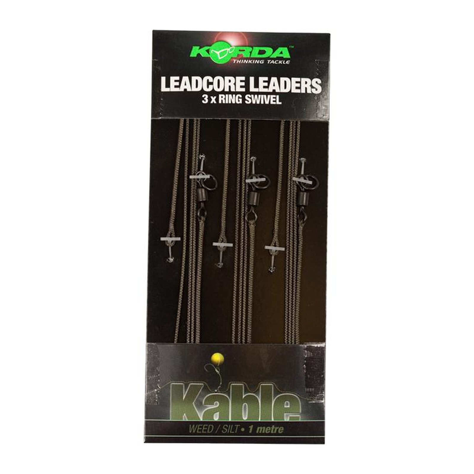 Korda Leadcore Leaders Lead Clip Weed / Silt 3 per pack - 1 m