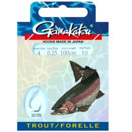 Gamakatsu Vorfachhaken Forelle 150cm 3610N 10Stk. #10 0,18mm