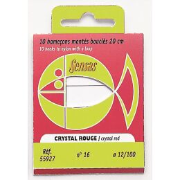 Sensas Vorfachhaken Crystal rot 20cm 10Stk. #20 0,08mm
